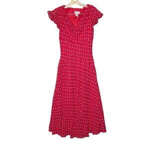 Vtg JG Hook Women Novelty Retro Rockabilly Pinup Flutter Chiffon Maxi Dress 4